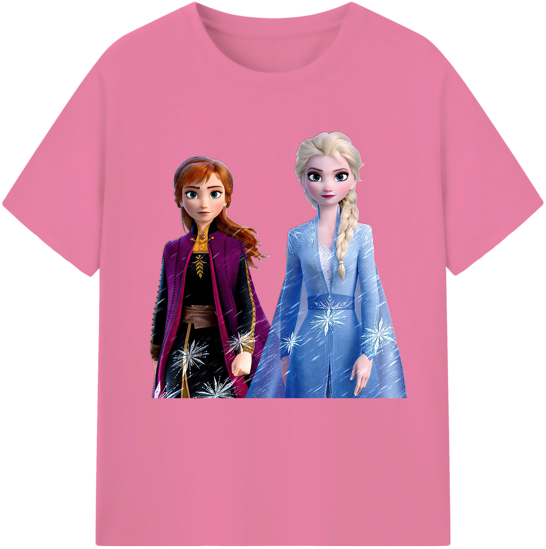 （画像用） アナと雪の女王 アンナ エルサ Frozen Anna Elsa 綿100％半袖Tシャツ（フロントプリント）